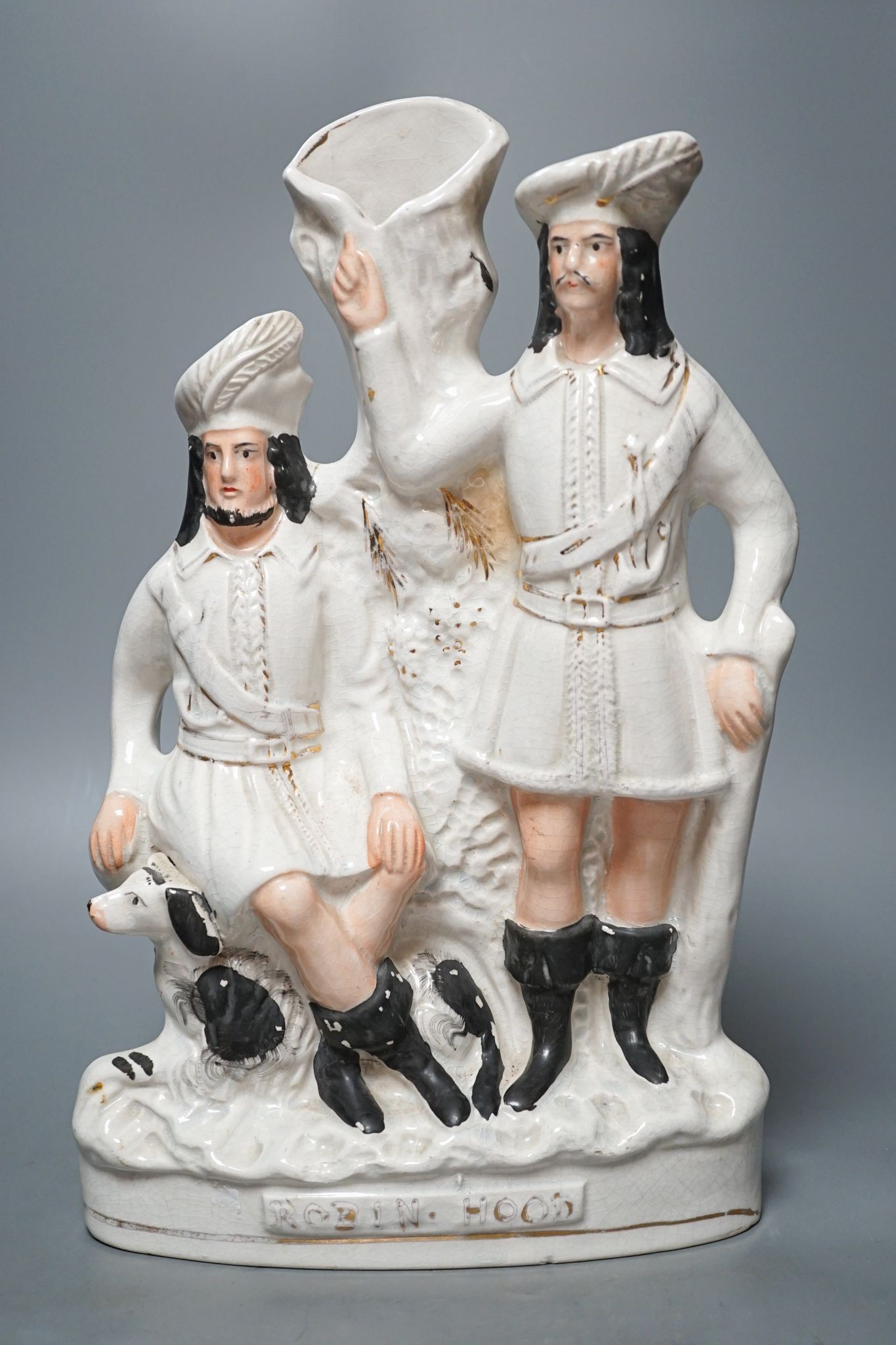 A Victorian Staffordshire flatback group, 'Robin Hood', 38 cm